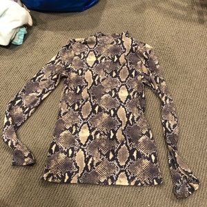 Medium snake skin mock neck long sleeve top